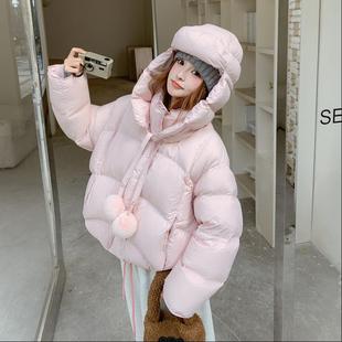 粉甜美减龄可爱球泡芙白色绒羽绒服短c299 新面 C29外套女鸭毛冬装