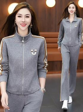 妈妈闲老运春动套装新87710779款中年女秋装外套两休件套大码中年