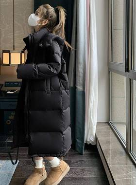 黑色中长款羽绒高服绒女冬季b207-988新款爆款级感厚白鸭面包服外