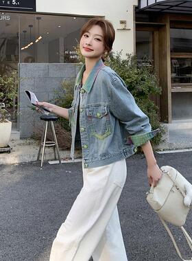 系彩色小清色拼接上衣女年春季新韩款小新个彩子百ZDIE6820搭外套