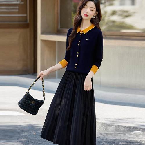 搭针织开衫半身裙两件套女ZHAN8625季秋新款洋气减龄穿一套时整尚