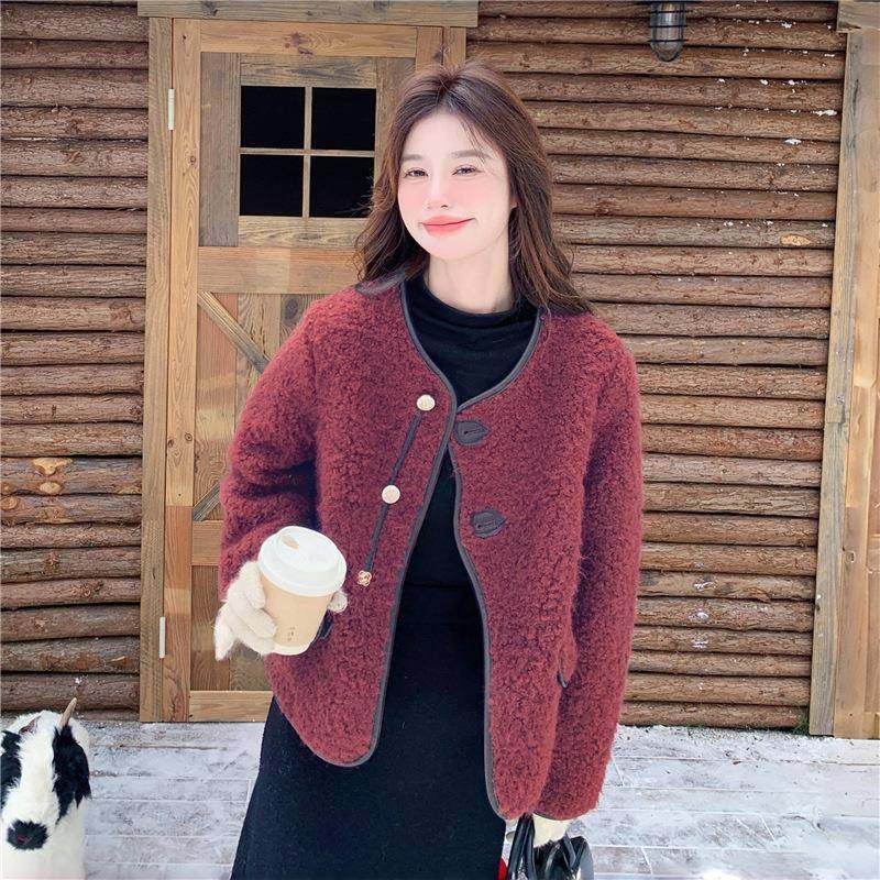 红色C118-M62小香风外套高女冬季尚新款时感法式名媛级百搭减龄短