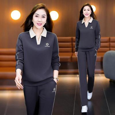 春新款时休闲套87712676装女洋显瘦衫阔气秋腿裤尚两件套潮