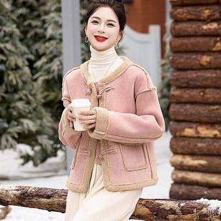 毛一体羊羔毛机仿厚外套女冬新ZLE196J款 小个皮子高端鹿皮绒车服