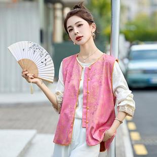 新款 中新衫 季 国风马甲衬ZHAN2908叠穿两件套女装 刺绣提花背心 春式