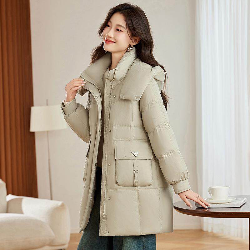 高端绒服女冬季ZZI9605R长款洋新款小个子时羽中尚气加厚保暖连帽