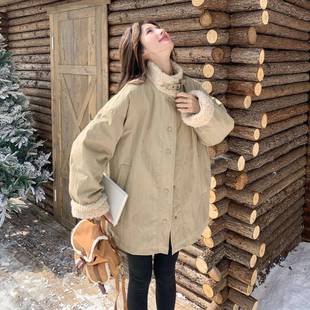 韩版 款 新款 982其色羊羔毛立领女羽绒服中长加冬季 厚保暖派 卡D045