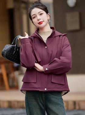 加加厚外套女ZWEI559短款绒新款季冬休洋气派克棉服保暖小闲棉袄