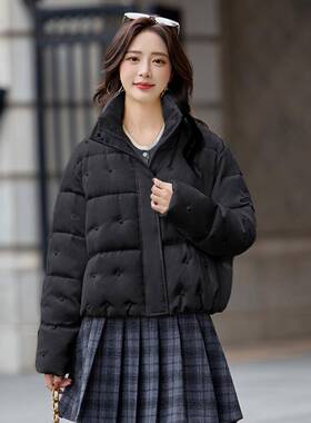 女式羽服冬季搭新款N66810-1女装立绒领拼接潮牌宽新款松百外套