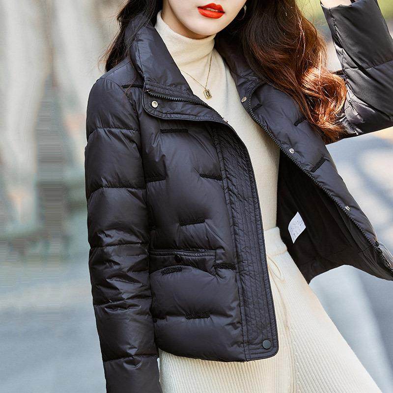 黑色款羽绒ZHANG763服女时冬年新款小个子白尚洋气轻薄鸭短绒加厚