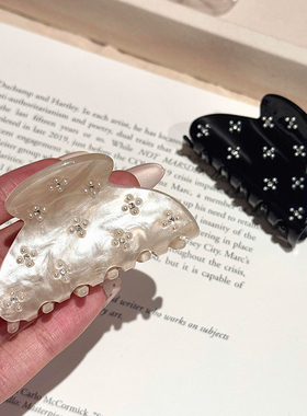 韩系小香风满天星闪钻醋酸抓夹女高级感发夹半扎发鲨鱼夹发卡发饰