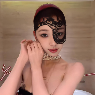 血染魅魔 易梦玲同款蕾丝面罩万圣节cos装扮发饰哥特风半遮脸面具