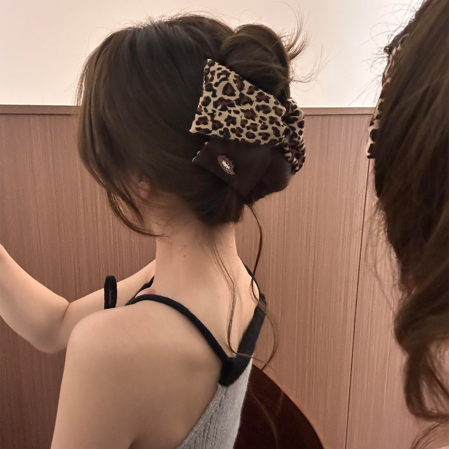 扁塌头救星~韩系豹纹kt猫三角夹