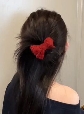 红色丝绒蝴蝶结发圈女高级感头绳头饰秋冬新年氛围感发绳扎头发饰