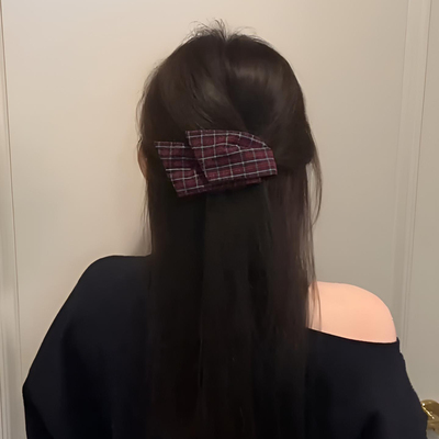 韩系博主同款~格纹香蕉夹