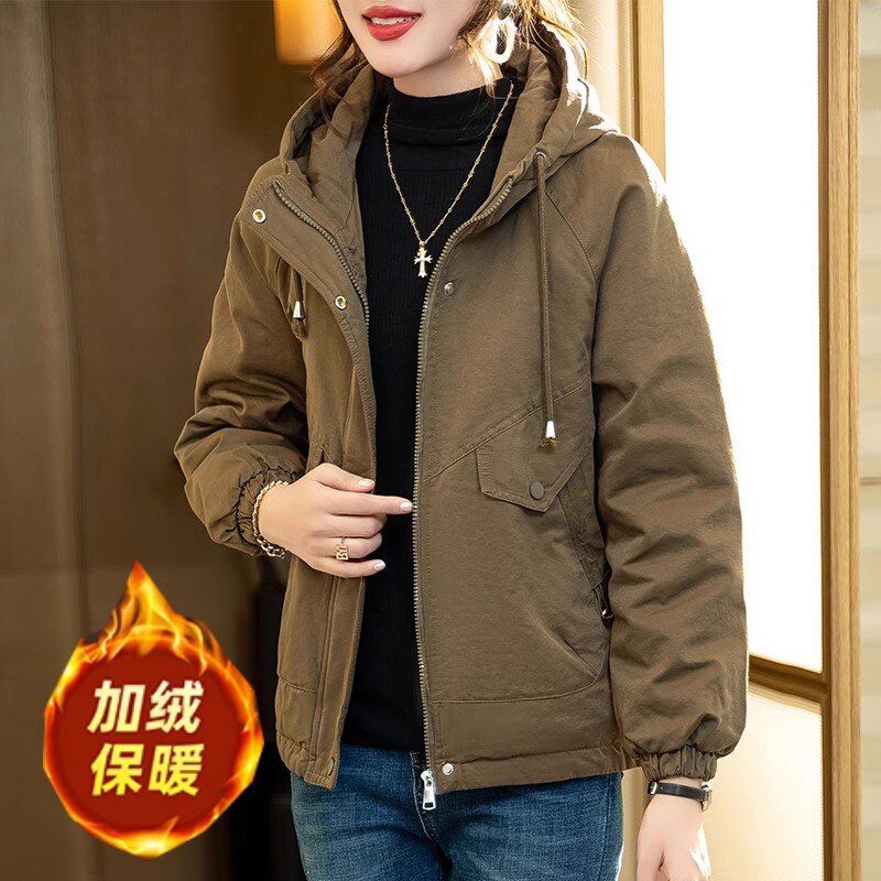 爆款短外套女春秋冬季2024年新款妈妈小个子加绒加厚风衣时尚上衣