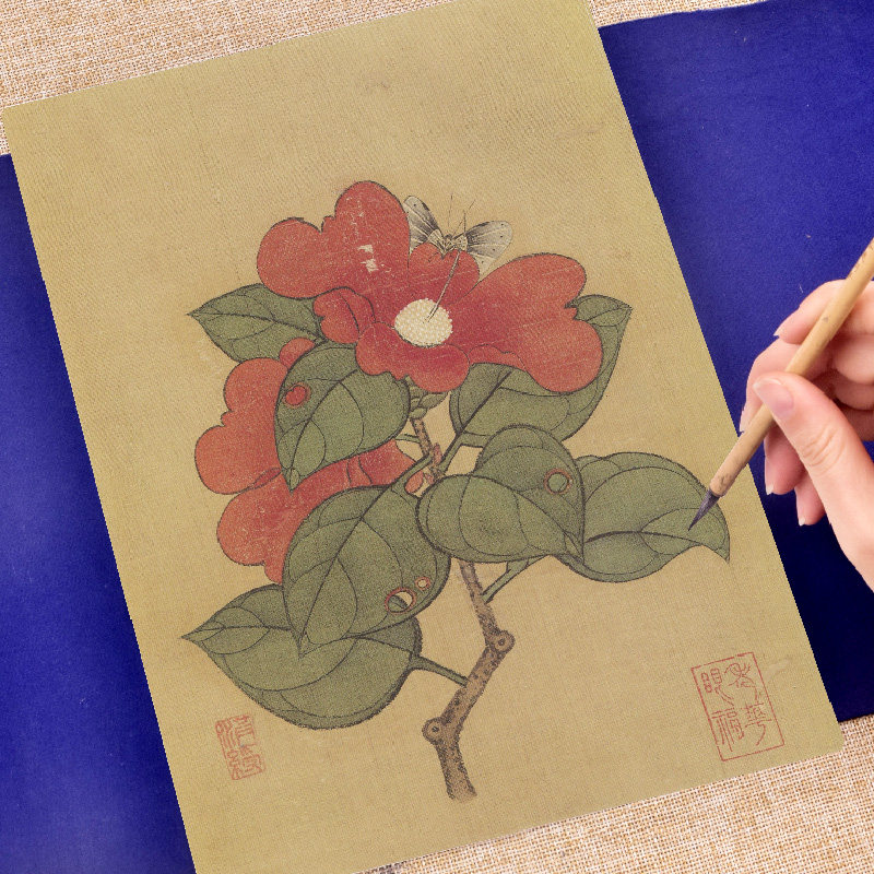 c1云母宣纸工笔画白描画稿陈洪绶花鸟图案国画底稿线描可直接上色