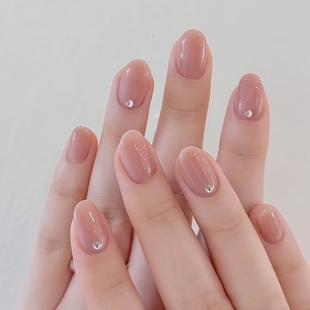 穿戴甲裸色短款嬛嬛甲2025冰透温柔美甲成品贴片纯欲自然假指甲片