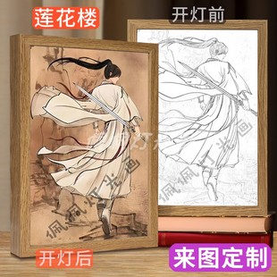 4760李莲花楼镜子面素描定制灯光画小夜灯李相夷照片生日礼物治愈