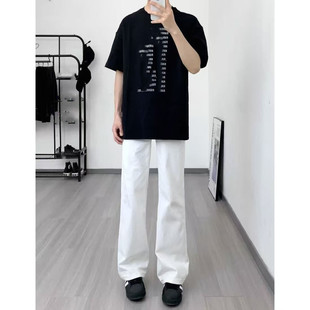 子 春秋男女直筒显瘦百搭长裤 美式 高街cleanfit黑色弯刀微喇牛仔裤