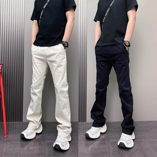 潮牌微喇牛仔裤男士2025新款夏季薄款纯色男裤直筒休闲裤子男款