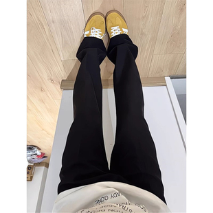 子 春秋男女直筒显瘦百搭长裤 美式 高街cleanfit黑色弯刀微喇牛仔裤