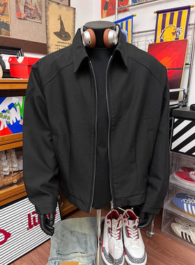 灰色美式复古垫肩行政夹克男款秋季潮牌正肩cleanfit翻领短款外套