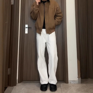 子 春秋男女直筒显瘦百搭长裤 美式 高街cleanfit黑色弯刀微喇牛仔裤