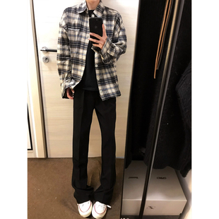 子 春秋男女直筒显瘦百搭长裤 美式 高街cleanfit黑色弯刀微喇牛仔裤