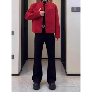 子 春秋男女直筒显瘦百搭长裤 美式 高街cleanfit黑色弯刀微喇牛仔裤