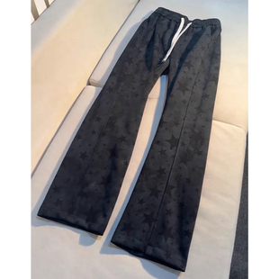 美式扎染黑色星星卫裤男秋冬季宽松bf慵懒风阔腿裤子弯刀休闲长裤
