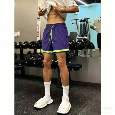 紫色冰皮速干短裤男款夏季高级感尼龙健身裤子户外三防运动五分裤