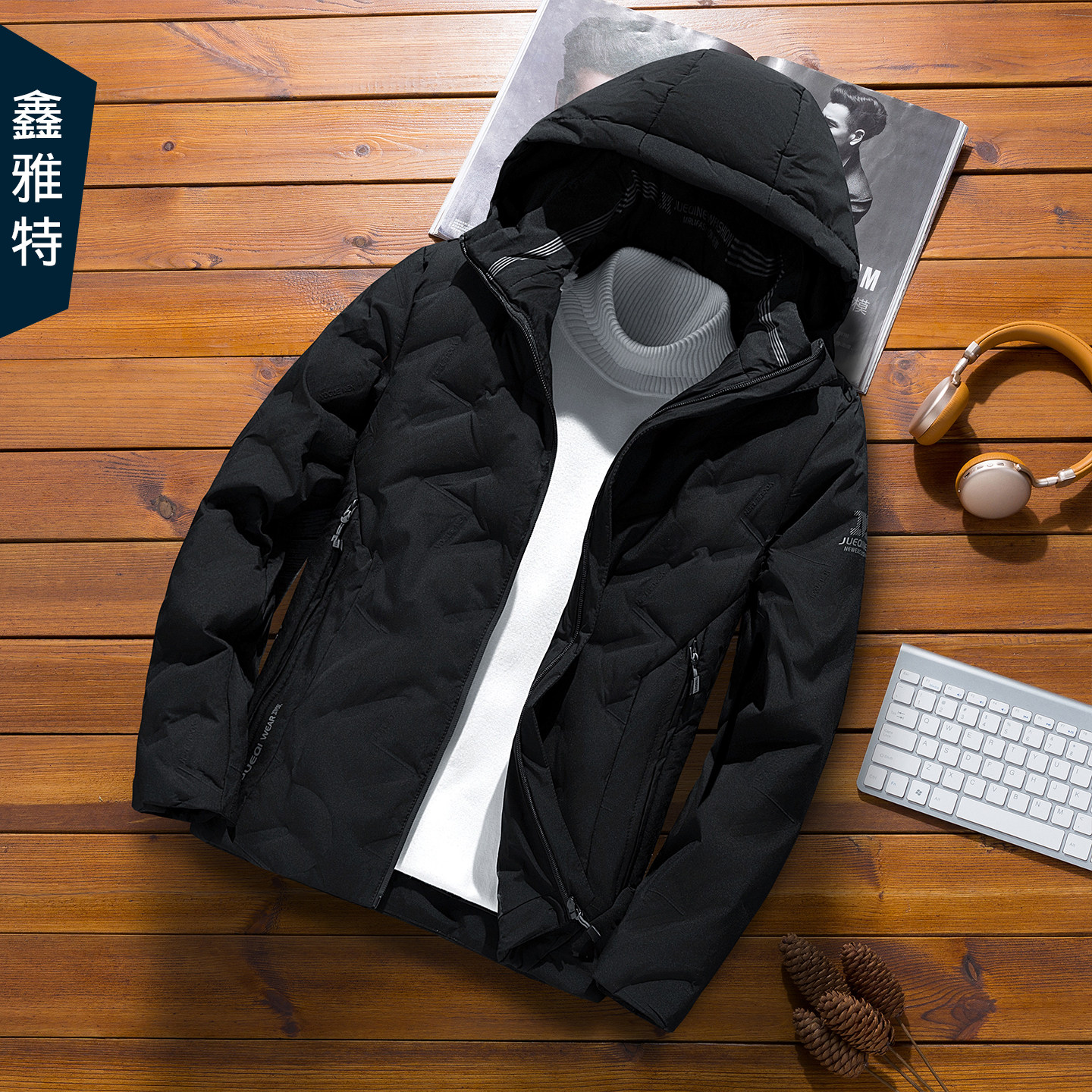 男士羽绒服2026年冬季新款潮流青年休闲短款冬装加厚保暖连帽外套