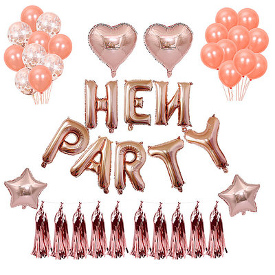 热卖 hen party装饰用品 玫瑰金气球套装 单身派对场地布置