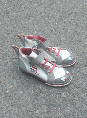 满2包邮8.31瑕疵男童高帮魔术贴搭扣内侧拉链PU平底童鞋