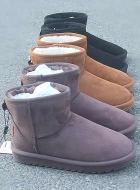 满两双包邮11.30冬季保棉靴内里加毛厚雪地靴女麂皮绒面大棉短靴