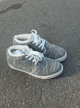 满2双包邮11.30瑕疵男士高帮系带毛线针织内里夹毛休闲甲板鞋男鞋