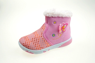 2021年冬款外贸童鞋原单女童毛边棉鞋棉靴二棉鞋防滑软底蝴蝶W747