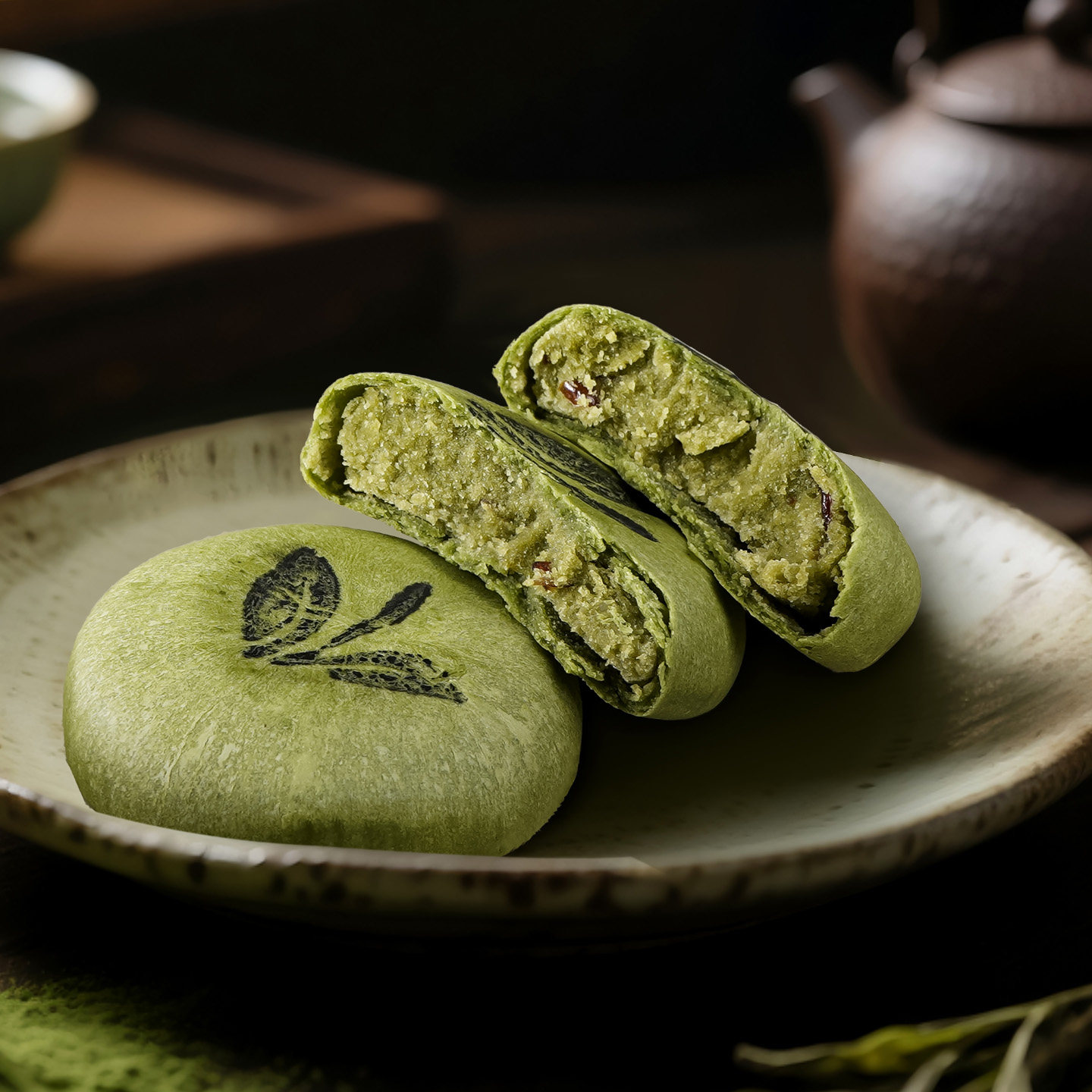短保鲜制龙井茶酥饼清新茶点心