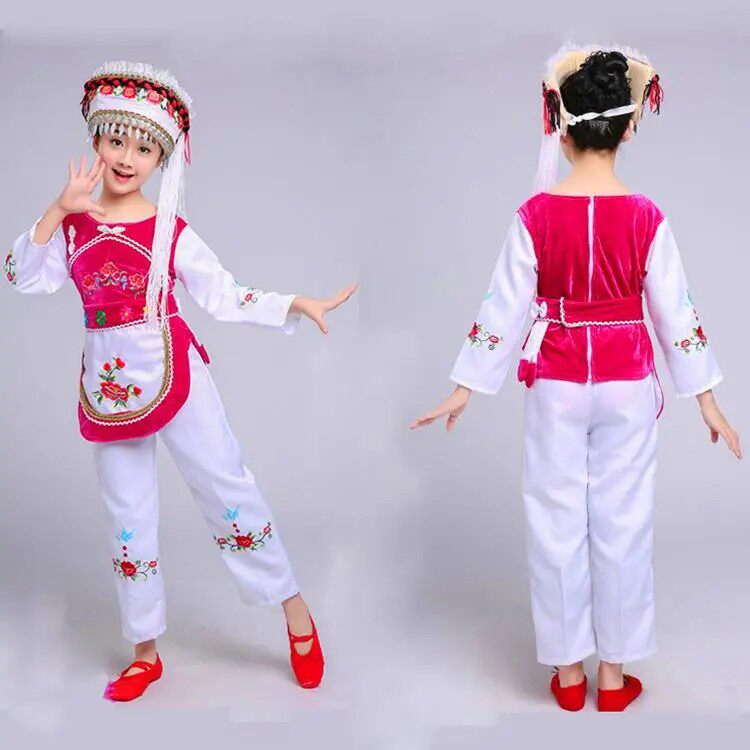 儿童白族舞蹈服男童女童少数民族服装表演服大理白族葫芦丝演出服