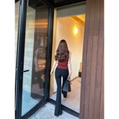 高质神裤 zhazha 韩模修身 显瘦高腰西装 黑色微喇叭长裤 裤 Dear