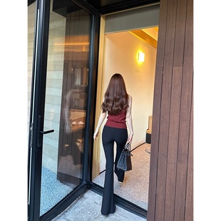 高质神裤 zhazha 韩模修身 显瘦高腰西装 黑色微喇叭长裤 裤 Dear