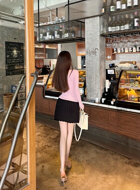 【Dear zhazha】很难不漂亮~纯欲修身高腰百褶A字针织半身短裙