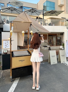 【Dear zhazha】恋恋小白裙~纯欲修身低腰防走光A字百褶半身短裙