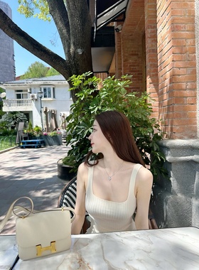 【Dear zhazha】波尔花园~纯欲修身米色外穿短款无袖针织吊带背心