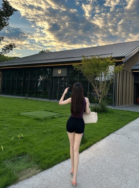 【Dear zhazha】翘臀丰胯裤~黑色高腰紧身包臀假胯垫牛仔超短裤