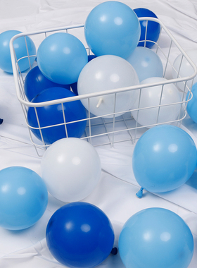 5寸蓝色白色小号气球儿童生日布置气球链搭配圆形气球玛卡龙气球