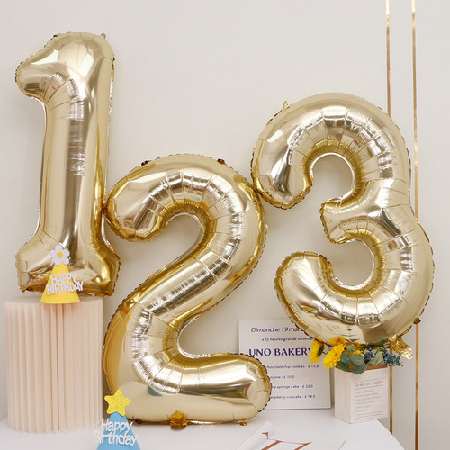 生日装饰超大号白金40寸数字气球