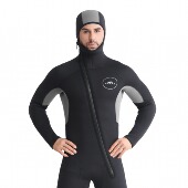 5MM加绒加厚保暖连体潜水冲浪服男深潜冬泳衣连体拉链防晒水母服