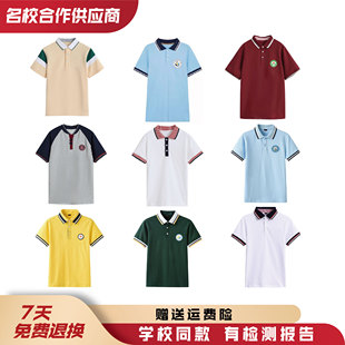 朗高中小学校服短袖T恤男女同款学生儿童纯棉POLO衫翻领纯棉班服